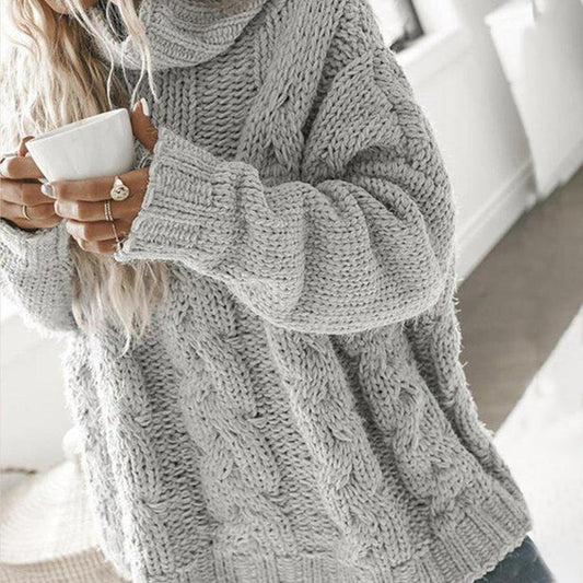 Oversized Trui Zacht Warme Hoge Hals Grotere Maten - StudioMarella