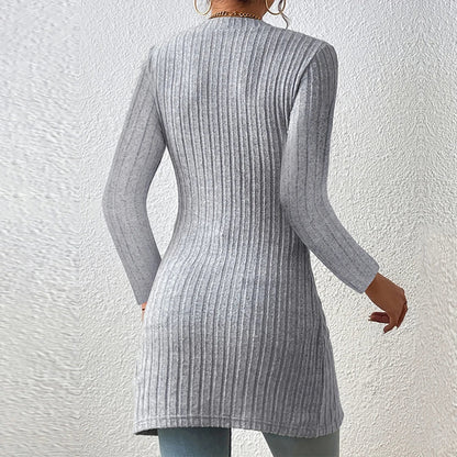 Vrouwelijke Cardigan Zacht Geribbeld Asymmetrisch Model