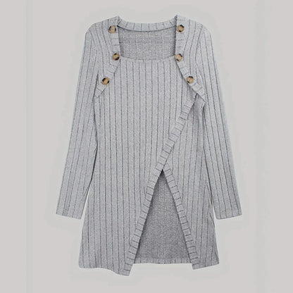 Vrouwelijke Cardigan Zacht Geribbeld Asymmetrisch Model