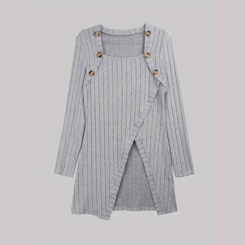 Vrouwelijke Cardigan Zacht Geribbeld Asymmetrisch Model