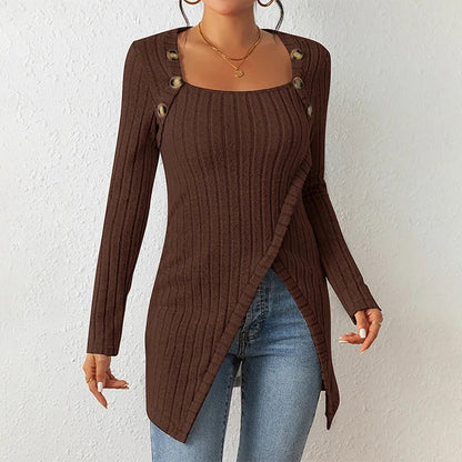 Vrouwelijke Cardigan Zacht Geribbeld Asymmetrisch Model