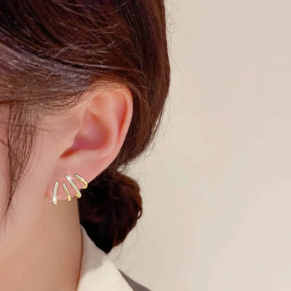Elegante Oorbellen met Vier Klauwen Design Goud Zilver