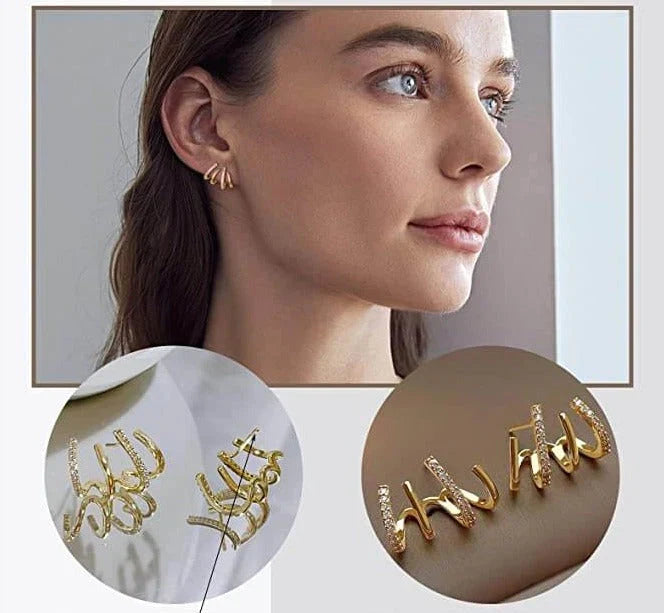 Elegante Oorbellen met Vier Klauwen Design Goud Zilver