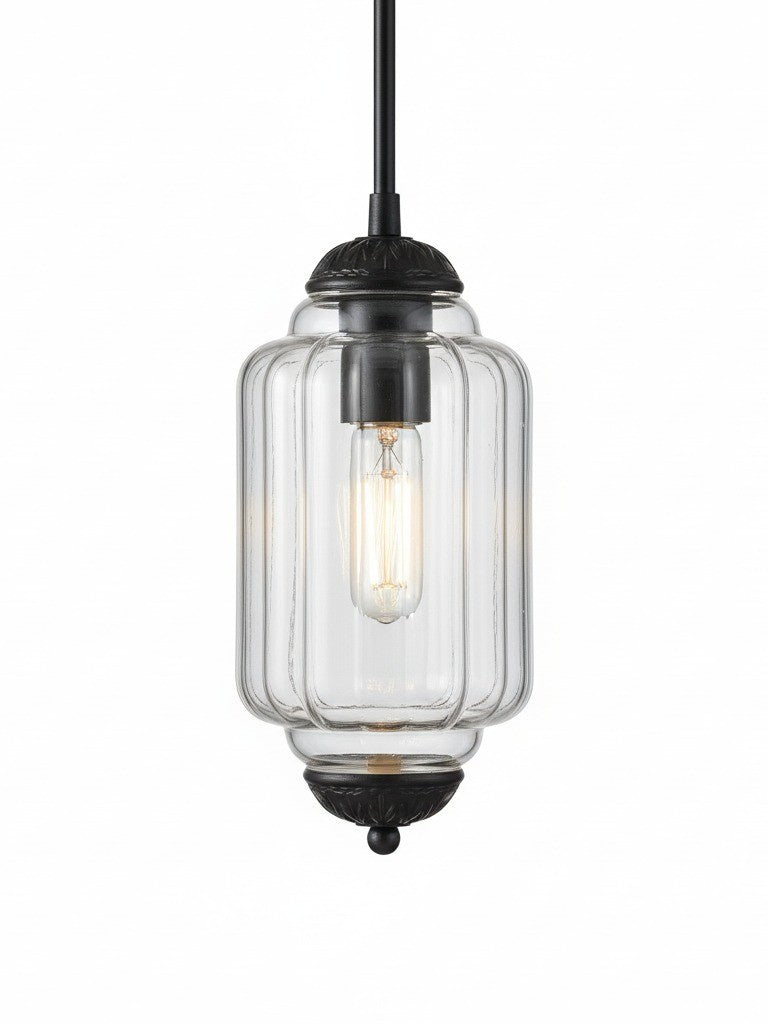 Vintage Glazen Hanglamp met Nostalgische Uitstraling – Verfijnde Verlichting voor Eetkamer en Keuken