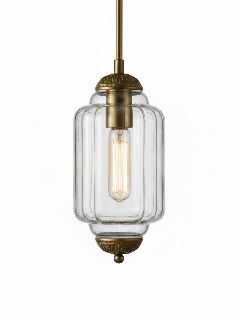 Vintage Glazen Hanglamp met Nostalgische Uitstraling – Verfijnde Verlichting voor Eetkamer en Keuken