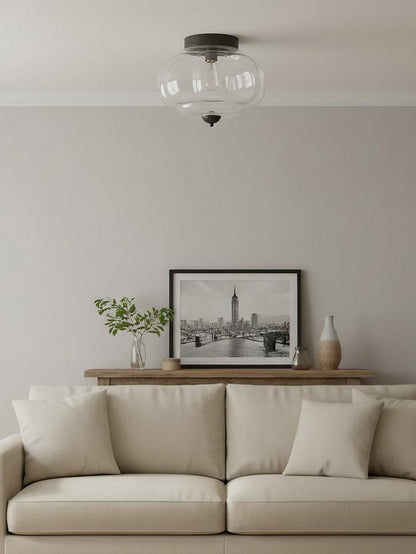 Retro Plafondlamp met Melkglazen Kap – Verfijnde Semi-Flush Mount Verlichting voor Moderne Interieurs