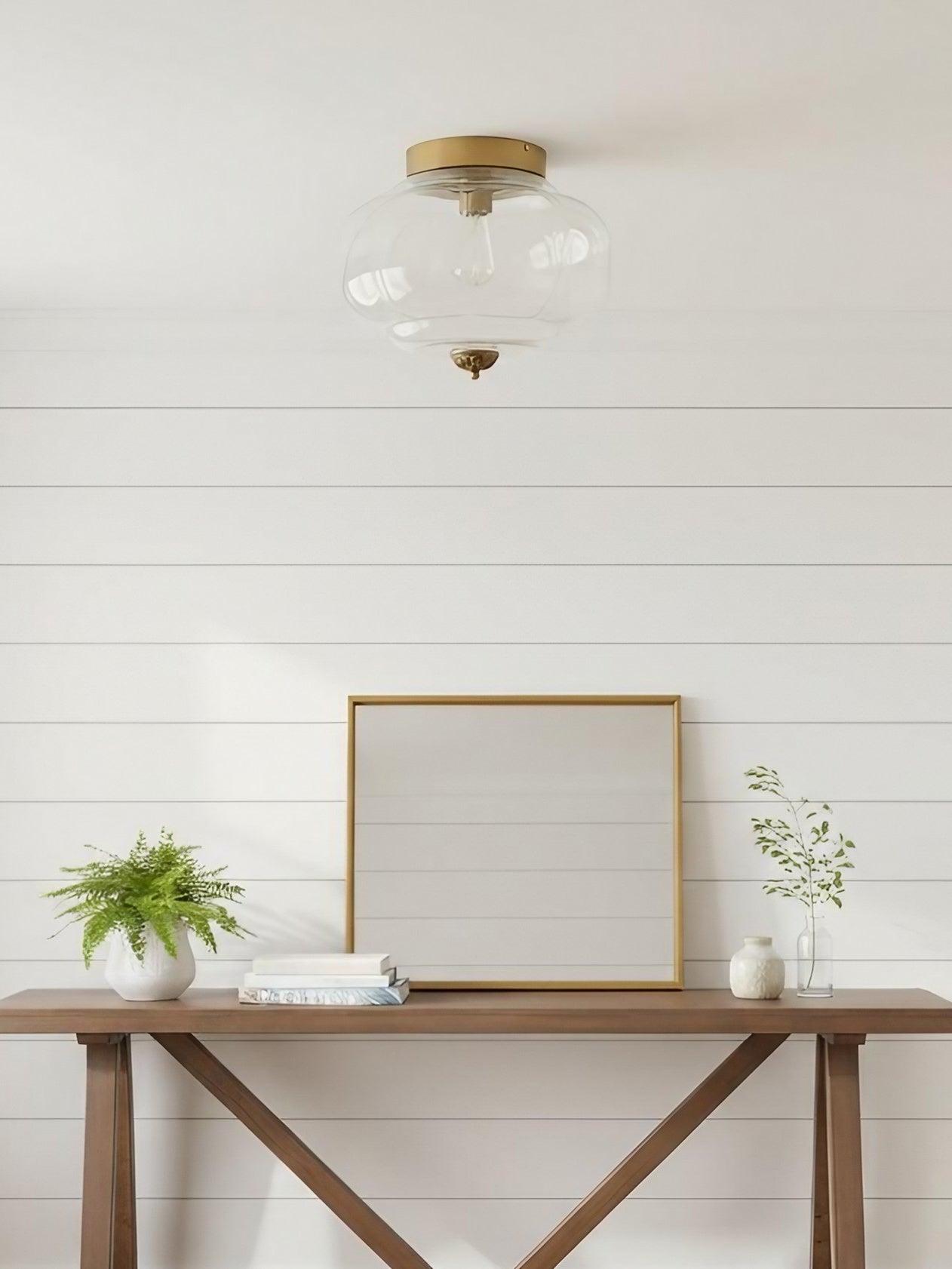 Retro Plafondlamp met Melkglazen Kap – Verfijnde Semi-Flush Mount Verlichting voor Moderne Interieurs
