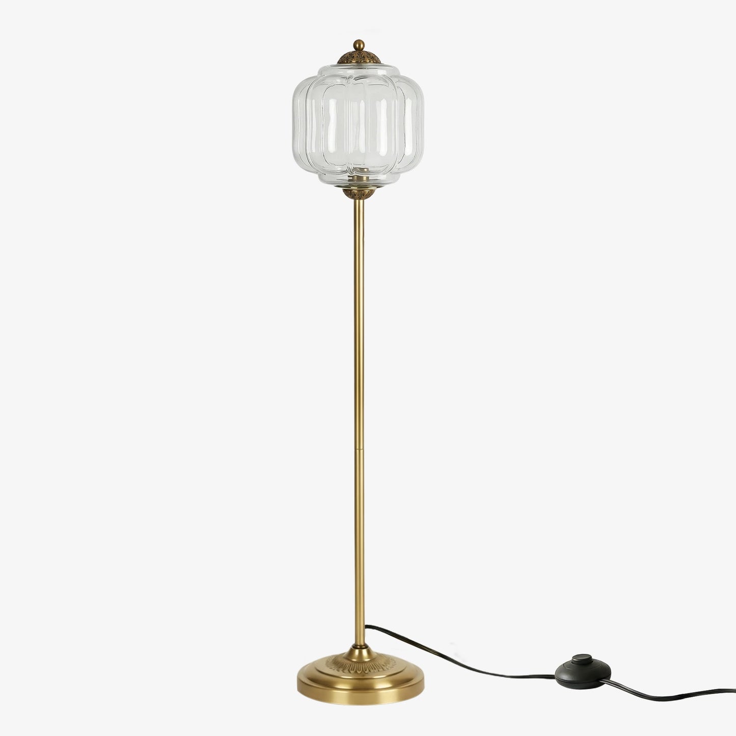 Decoratieve Glazen Pompoen Vloerlamp Retro Organische Stijl Woonkamer Staande Lamp
