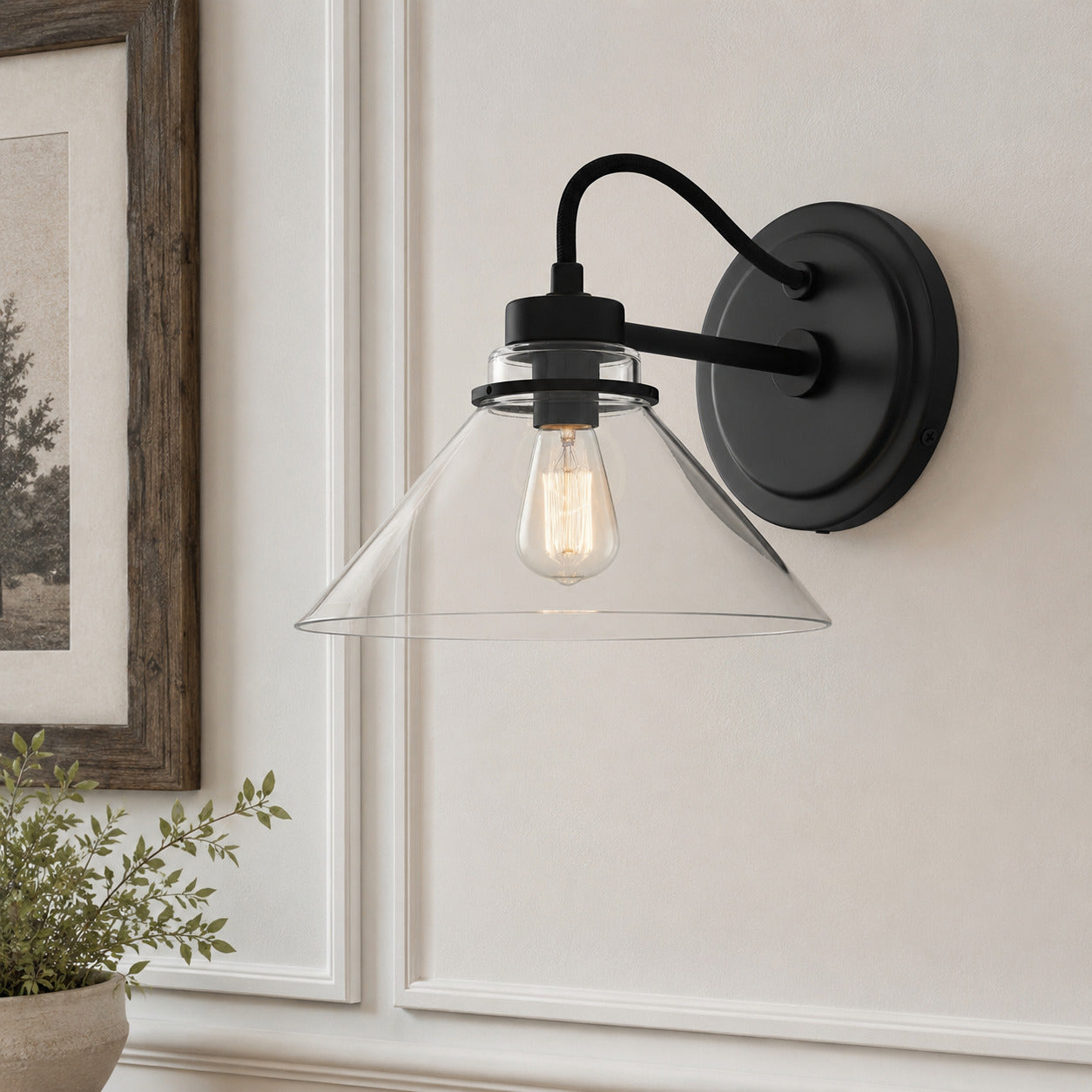 Globe Wandlamp met Gebogen Arm – Moderne Industriële Verlichting voor Badkamer, Slaapkamer en Gang