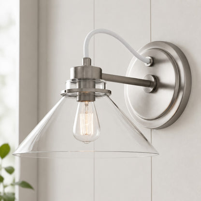 Globe Wandlamp met Gebogen Arm – Moderne Industriële Verlichting voor Badkamer, Slaapkamer en Gang