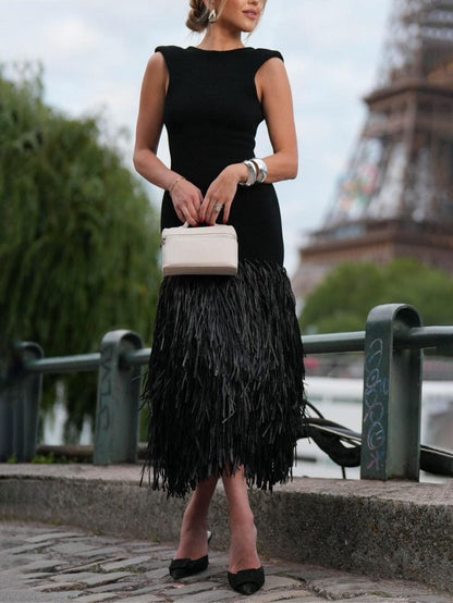 Zomerjurk Midi Raffia Boheemisch Vrouwenkleding