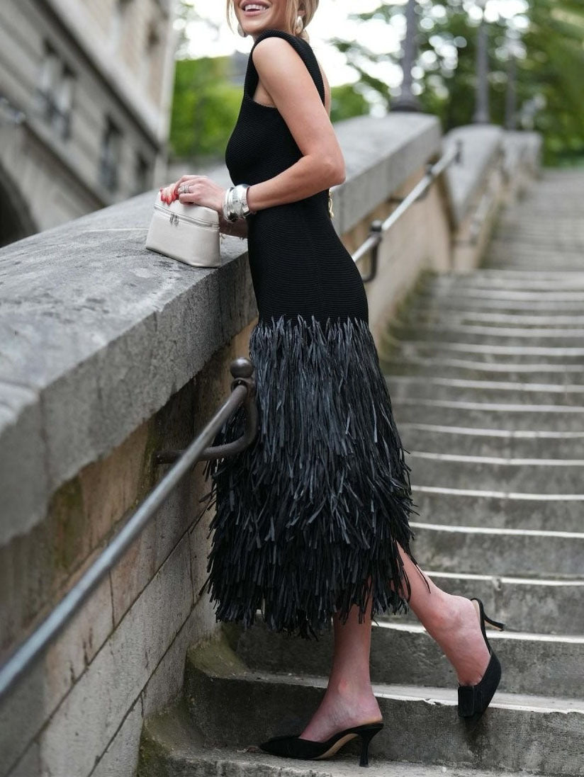 Zomerjurk Midi Raffia Boheemisch Vrouwenkleding