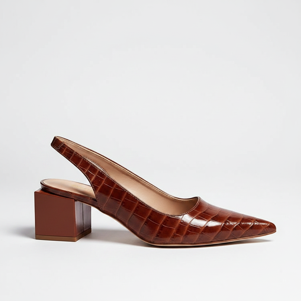 Cognac slingback pump studio