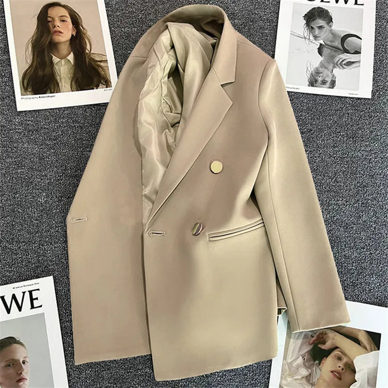Dames Blazer Dubbele Knopen Zakelijke Stijl