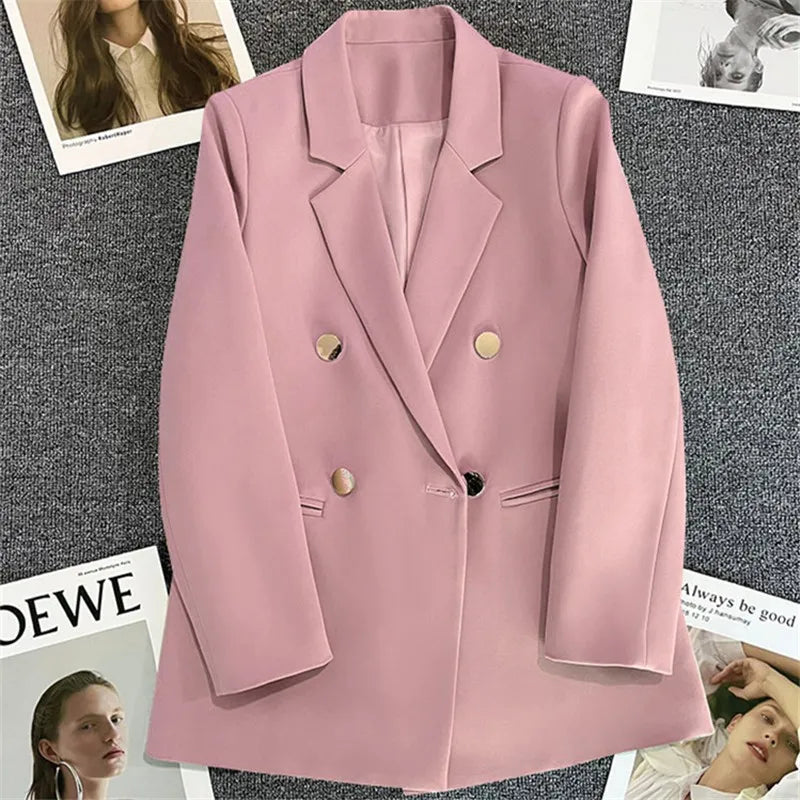 Dames Blazer Dubbele Knopen Zakelijke Stijl