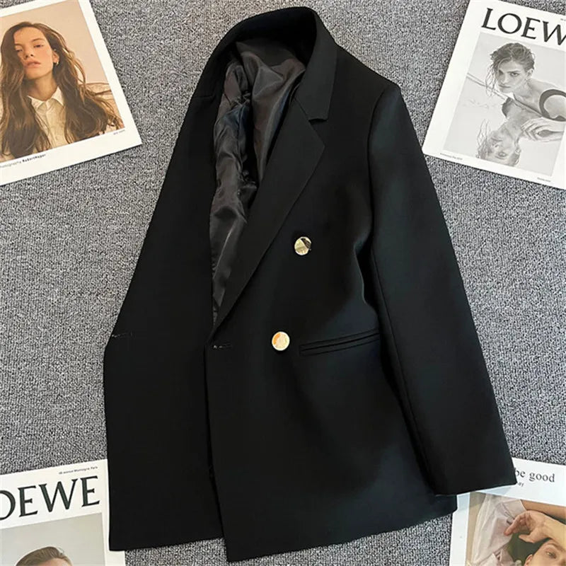 Dames Blazer Dubbele Knopen Zakelijke Stijl