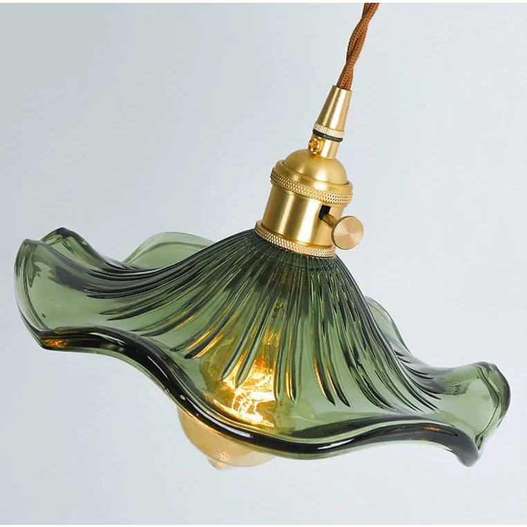 Hanglamp Glas E27 Groen Transparant Oranje Ø25cm Woonkamer Keuken Eetkamer Vintage Art Nouveau Sfeerlamp