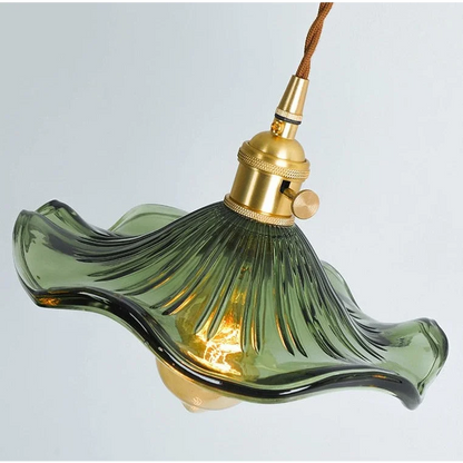 Hanglamp Glas E27 Groen Transparant Oranje Ø25cm Woonkamer Keuken Eetkamer Vintage Art Nouveau Sfeerlamp