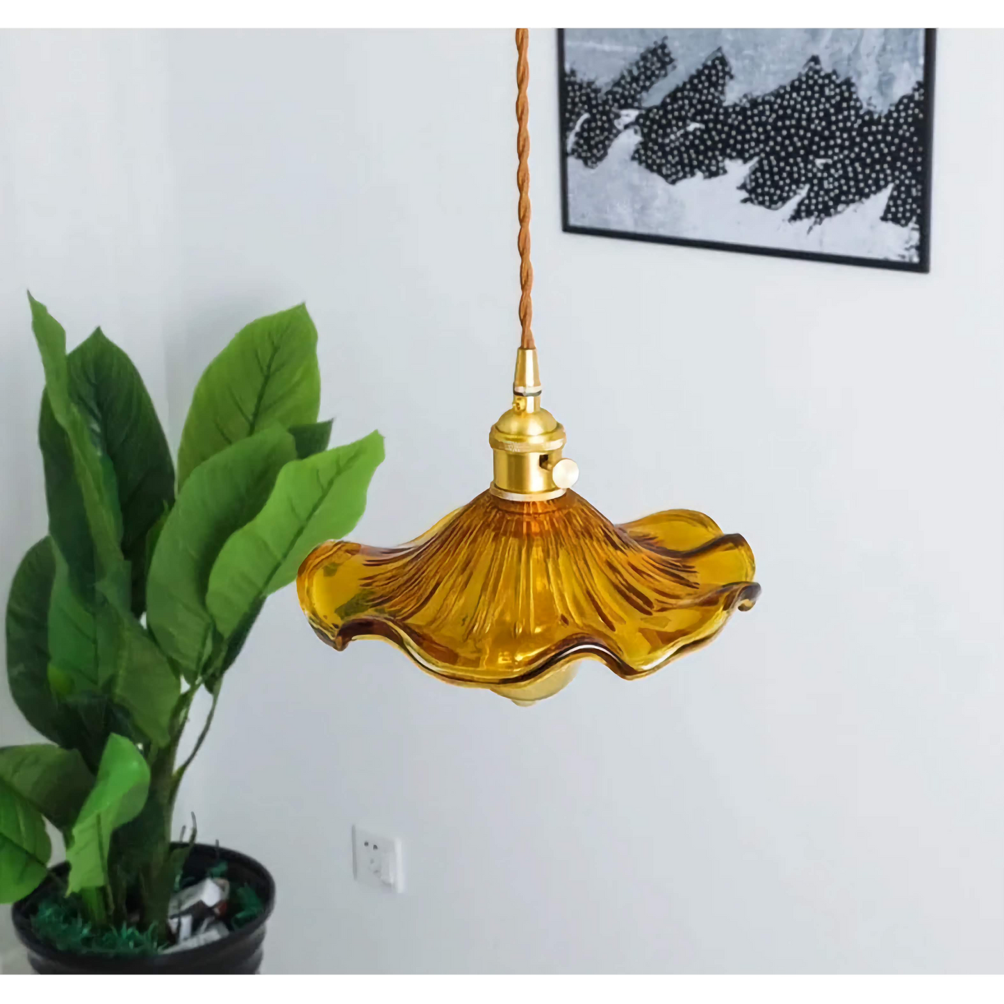 Hanglamp Glas E27 Groen Transparant Oranje Ø25cm Woonkamer Keuken Eetkamer Vintage Art Nouveau Sfeerlamp