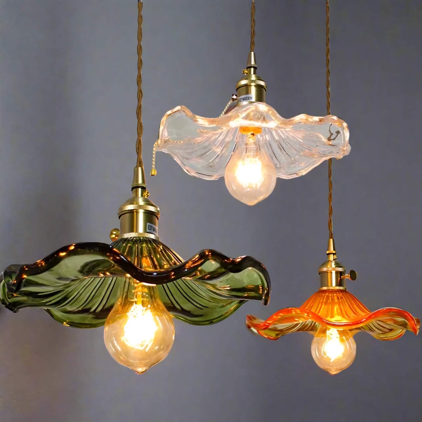 Hanglamp Glas E27 Groen Transparant Oranje Ø25cm Woonkamer Keuken Eetkamer Vintage Art Nouveau Sfeerlamp