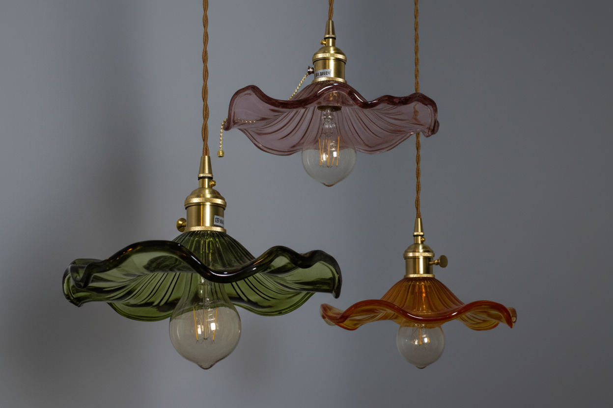Hanglamp Glas E27 Groen Transparant Oranje Ø25cm Woonkamer Keuken Eetkamer Vintage Art Nouveau Sfeerlamp