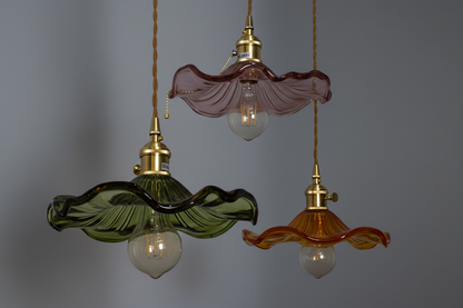 Hanglamp Glas E27 Groen Transparant Oranje Ø25cm Woonkamer Keuken Eetkamer Vintage Art Nouveau Sfeerlamp