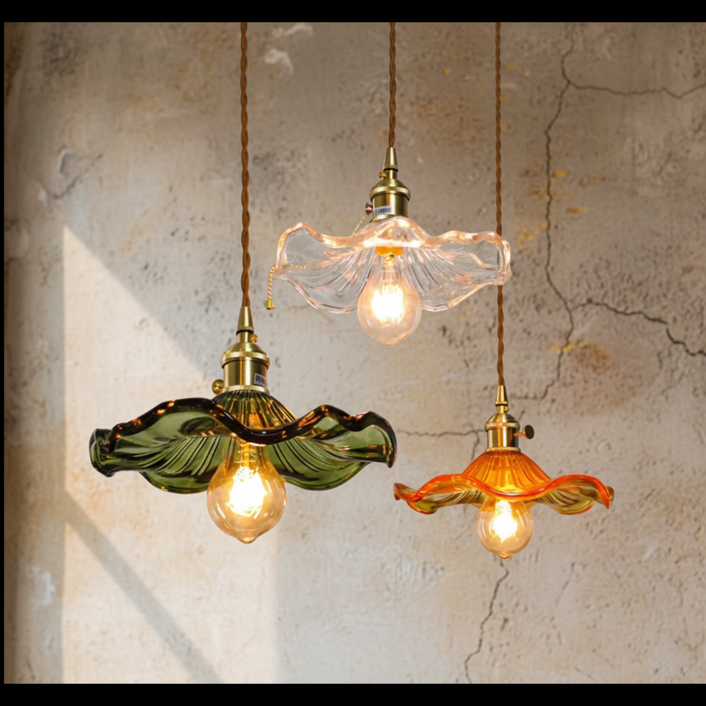 Hanglamp Glas E27 Groen Transparant Oranje Ø25cm Woonkamer Keuken Eetkamer Vintage Art Nouveau Sfeerlamp