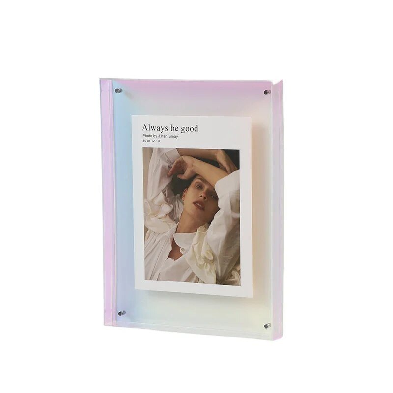 Acryl Fotolijst Gekleurd Transparant Oranje Wand Tafel Display Frame Moderne Fotohouder Poster Lijst Interieur Decoratie