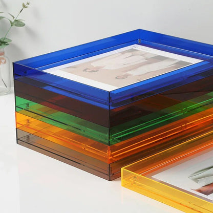 Acryl Fotolijst Gekleurd Transparant Oranje Wand Tafel Display Frame Moderne Fotohouder Poster Lijst Interieur Decoratie