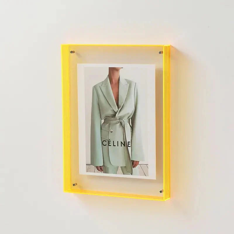 Acryl Fotolijst Gekleurd Transparant Oranje Wand Tafel Display Frame Moderne Fotohouder Poster Lijst Interieur Decoratie