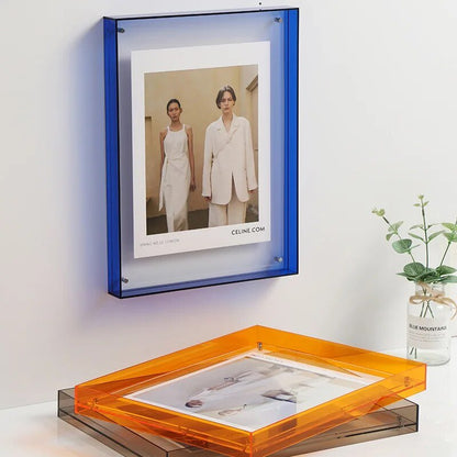 Acryl Fotolijst Gekleurd Transparant Oranje Wand Tafel Display Frame Moderne Fotohouder Poster Lijst Interieur Decoratie
