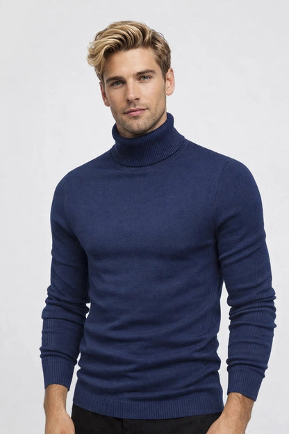 Coltrui Heren Slim Fit Rolkraag Geribbeld Klassiek Design