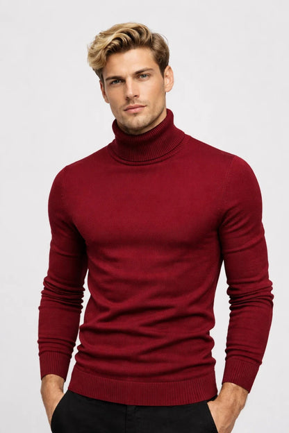 Coltrui Heren Slim Fit Rolkraag Geribbeld Klassiek Design
