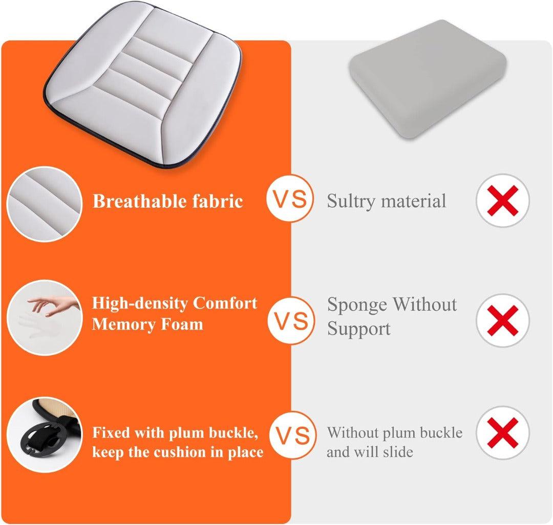 Zitcomfortkussen Memory Foam Auto Zwart Grijs Drukpuntreductie Ergonomisch Autostoelkussen Rugsteun Lange Ritten