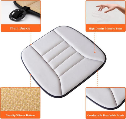 Zitcomfortkussen Memory Foam Auto Zwart Grijs Drukpuntreductie Ergonomisch Autostoelkussen Rugsteun Lange Ritten