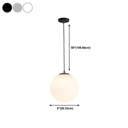 Moderne Witte Globe Hanglamp van Glas met Ronde Bolvorm in Diverse Maten voor Eetkamer en Woonkamer