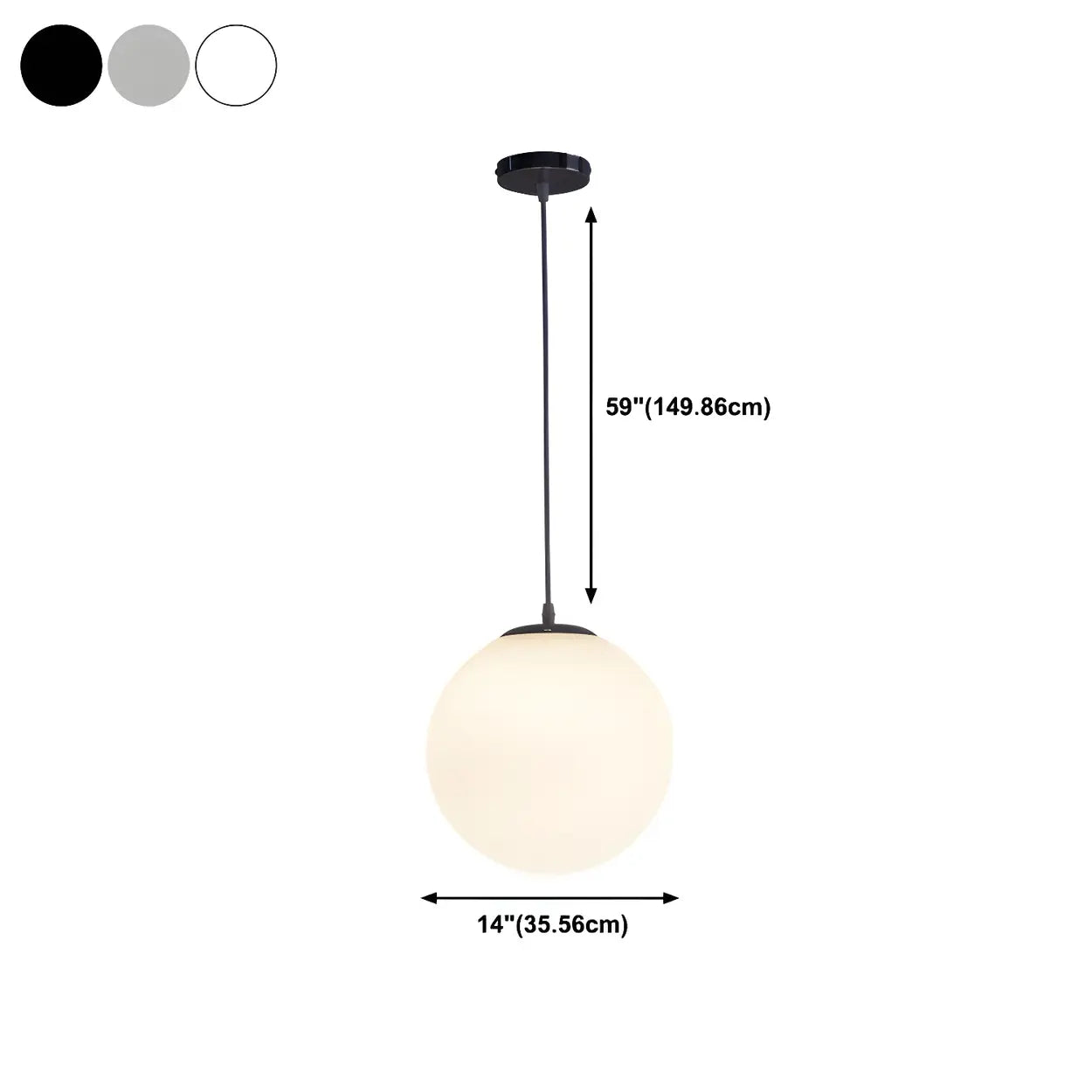 Moderne Witte Globe Hanglamp van Glas met Ronde Bolvorm in Diverse Maten voor Eetkamer en Woonkamer