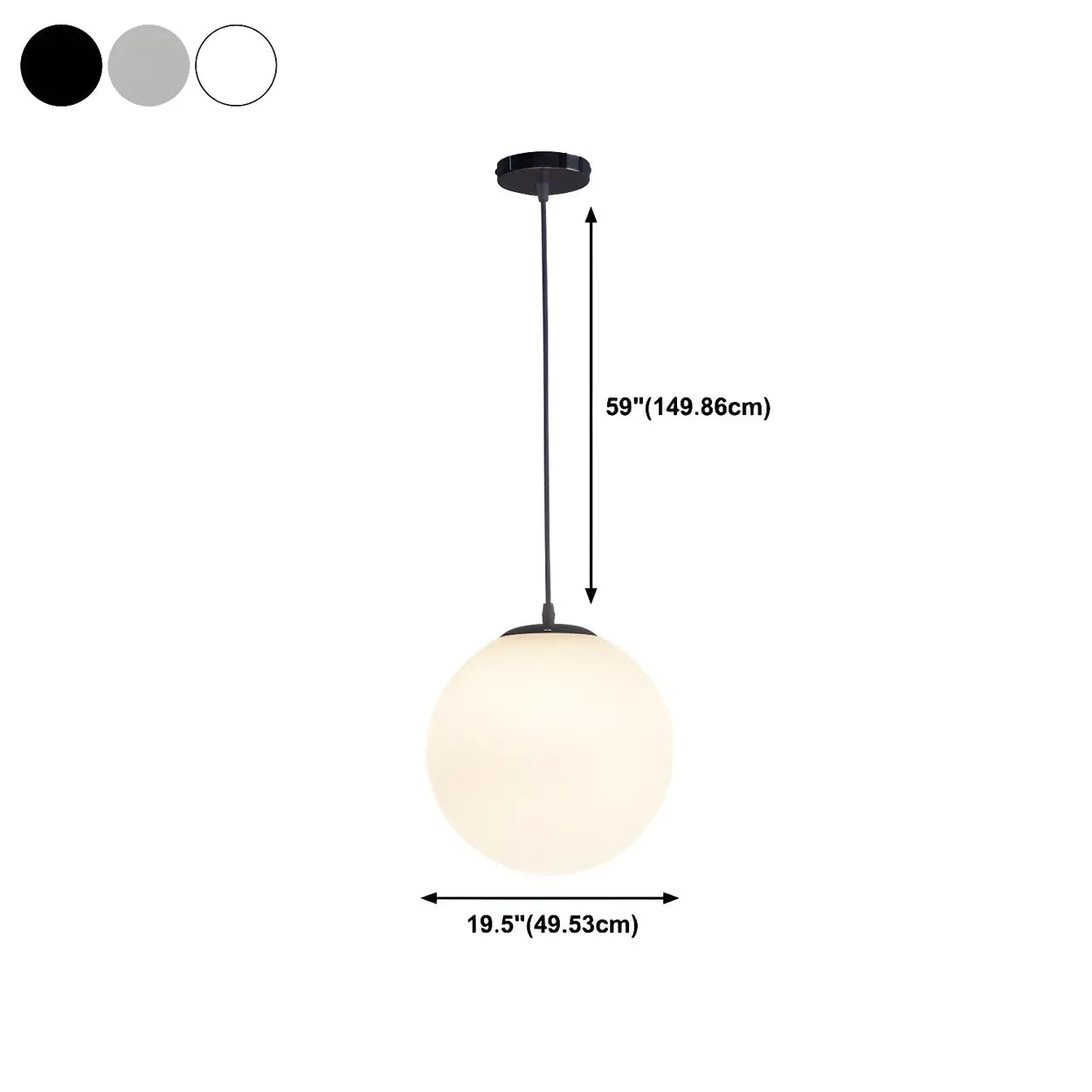 Moderne Witte Globe Hanglamp van Glas met Ronde Bolvorm in Diverse Maten voor Eetkamer en Woonkamer