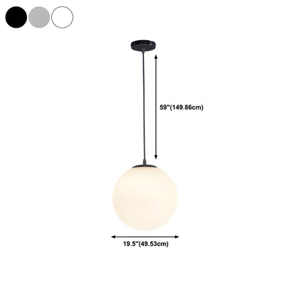 Moderne Witte Globe Hanglamp van Glas met Ronde Bolvorm in Diverse Maten voor Eetkamer en Woonkamer