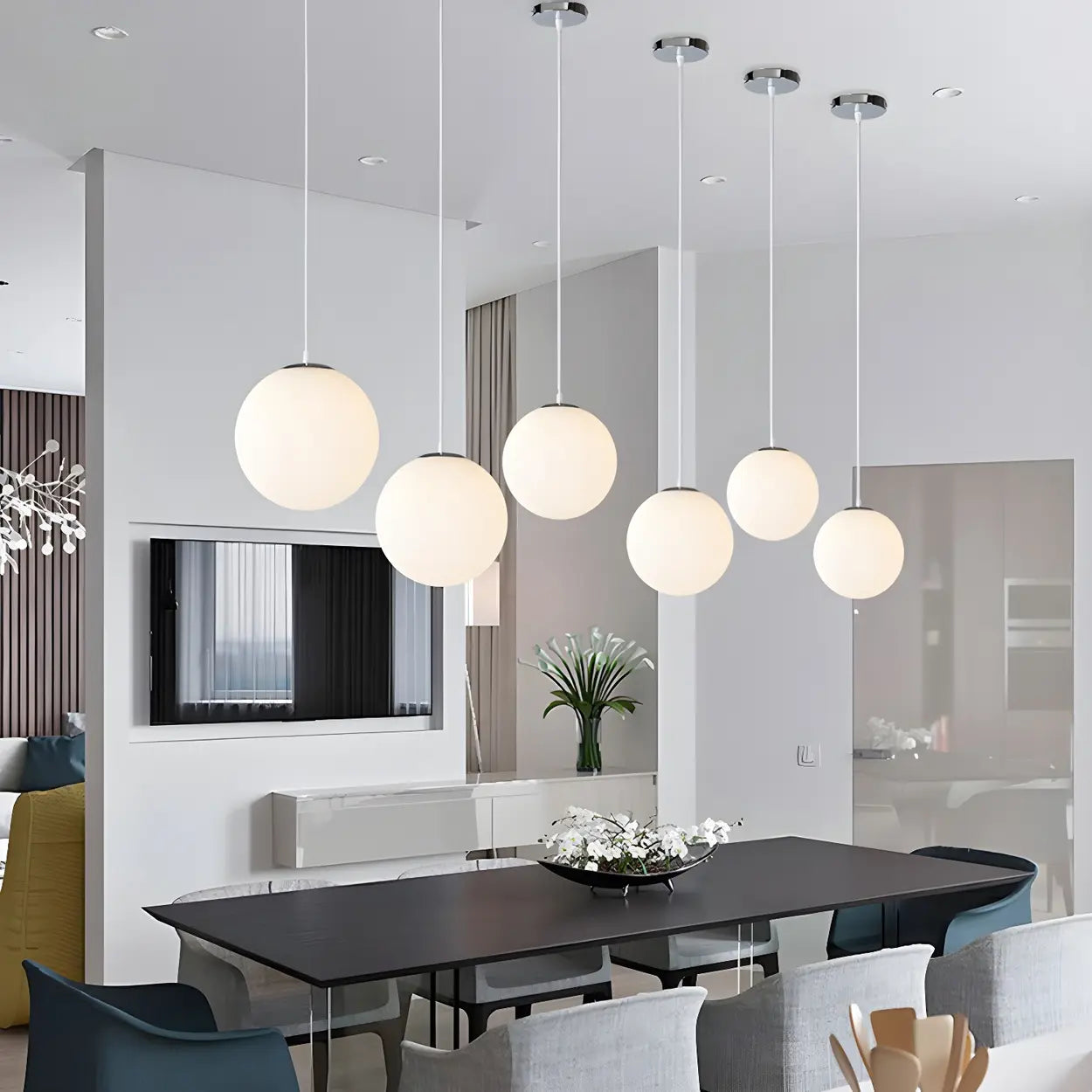 Moderne Witte Globe Hanglamp van Glas met Ronde Bolvorm in Diverse Maten voor Eetkamer en Woonkamer