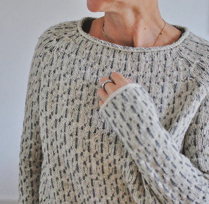 Grijze Trui voor Dames Ronde Hals Chique Design