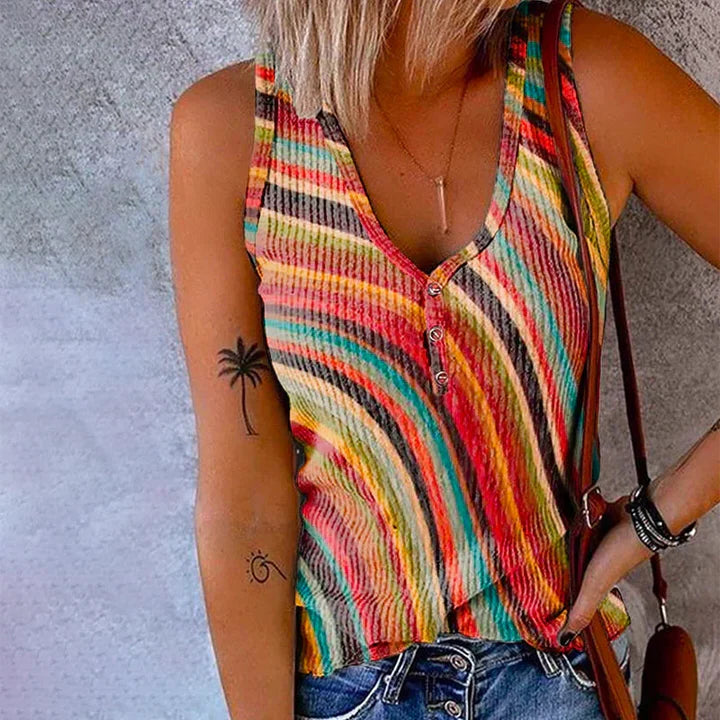 Vrouwelijke Gebreide Streepjes Tanktop Zomer - StudioMarella