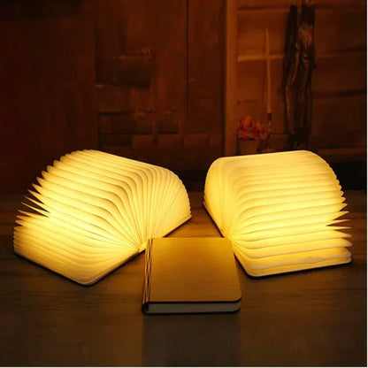 Boeklamp LED met Warm Licht – Decoratieve Houten Lamp in Boekvorm voor Sfeervolle Verlichting