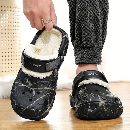 Gevoerde Clogs Pantoffels voor Dames & Heren Winter - Warme EVA Tuinschoenen met Bont - Unisex Huisslippers
