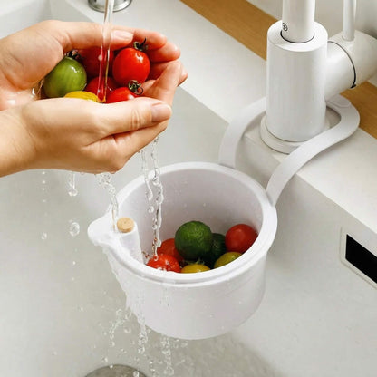 Hangend Afdruipmandje Keuken 2-Delig Filter Klik-Systeem PP BPA-vrij 20x14x13cm Groente Fruit Afgieten Aanrecht Gootsteen Filtermand Kraanrek