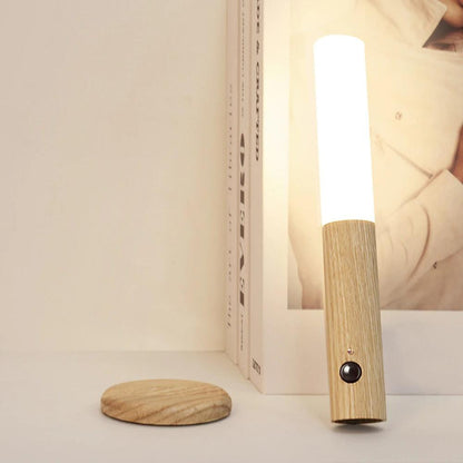 Oplaadbare Houten Wandlamp met Bewegingssensor – Dimbaar LED Nachtlampje voor Hal Gang Slaapkamer