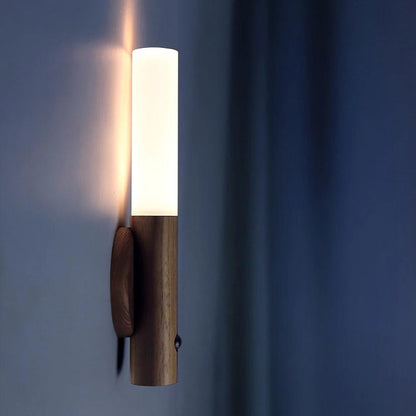 Oplaadbare Houten Wandlamp met Bewegingssensor – Dimbaar LED Nachtlampje voor Hal Gang Slaapkamer