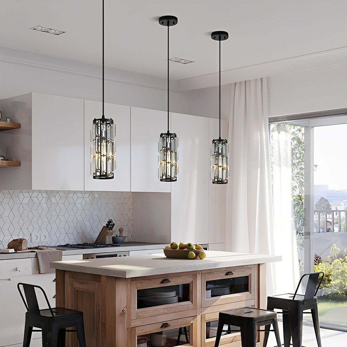Kristallen Hanglamp Zwart Ijzer E27 Eetkamer Woonkamer Industrieel Retro Plafondlamp Pendellamp Kristalglas Bar Gangpad