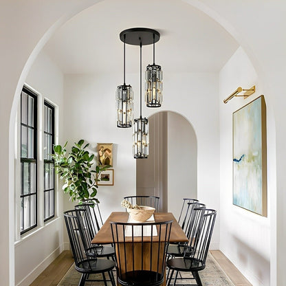 Kristallen Hanglamp Zwart Ijzer E27 Eetkamer Woonkamer Industrieel Retro Plafondlamp Pendellamp Kristalglas Bar Gangpad