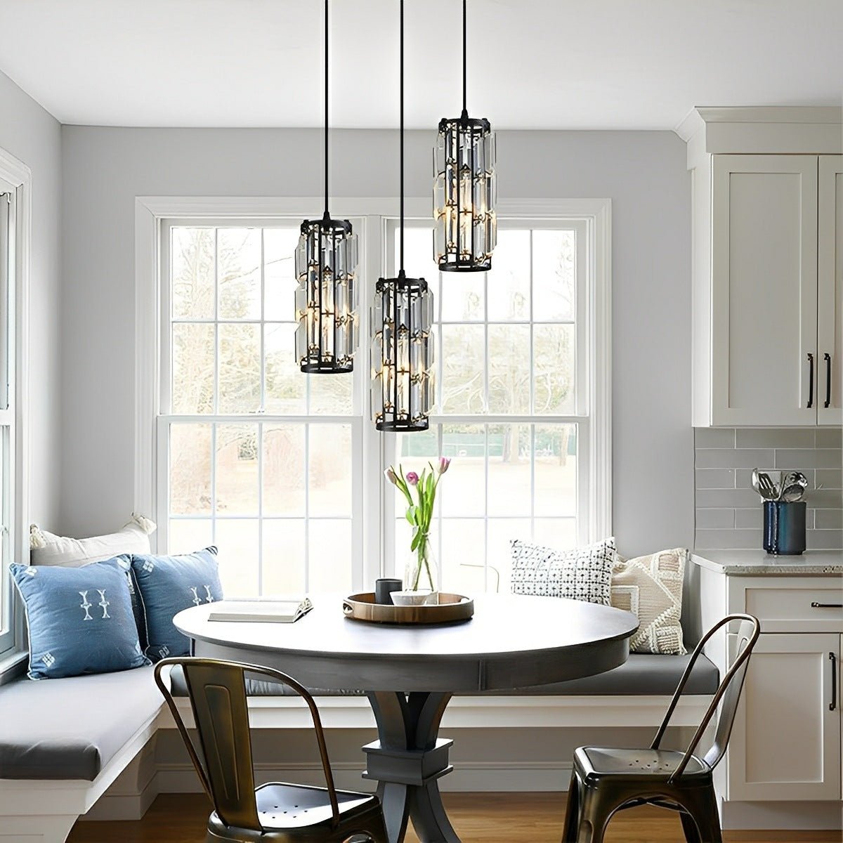 Kristallen Hanglamp Zwart Ijzer E27 Eetkamer Woonkamer Industrieel Retro Plafondlamp Pendellamp Kristalglas Bar Gangpad